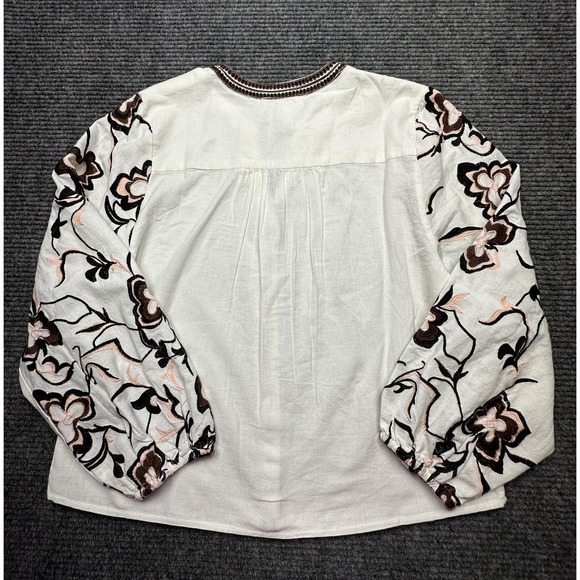 Calypso St. Barth Blouse Womens Medium White Embroidered Floral Boho Tunic Top - Picture 6 of 7